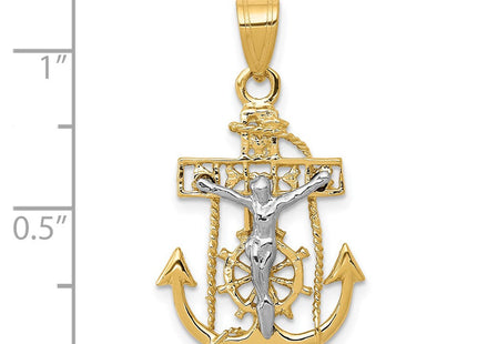 14k Two-tone Mariners Cross Pendant (Style C811)