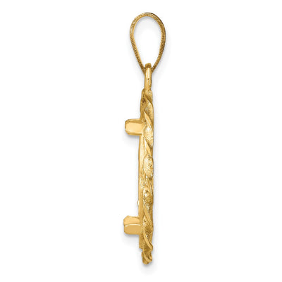 Wideband Distinguished Coin Jewelry 14K Polished Wide Twisted Wire Prong Coin Bezel Pendant, 28.5 x 20mm