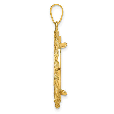 Wideband Distinguished Coin Jewelry 14K Polished Wide Twisted Wire Prong Coin Bezel Pendant, 36.3 x 27.5mm