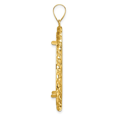 Wideband Distinguished Coin Jewelry 14K Polished Wide Twisted Wire Prong Coin Bezel Pendant, 50.2 x 40mm