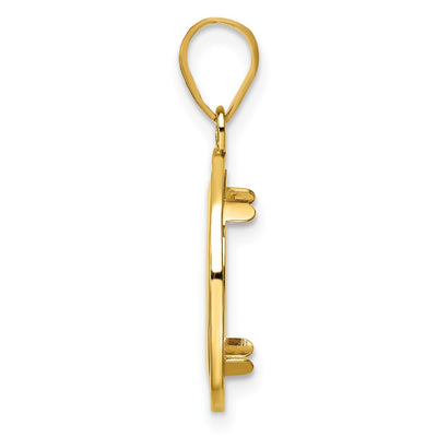 Wideband Distinguished Coin Jewelry 14K Polished and Beaded Prong Coin Bezel Pendant, 24.3 x 17.6mm