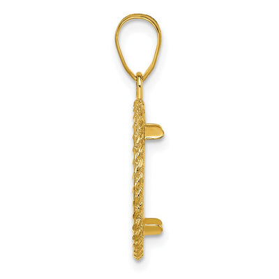 Wideband Distinguished Coin Jewelry 14K Polished with Casted Rope Prong Coin Bezel Pendant, 26 x 17.2mm