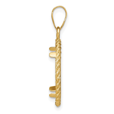 Wideband Distinguished Coin Jewelry 14K Polished with Casted Rope Prong Coin Bezel Pendant, 29.2 x 20mm