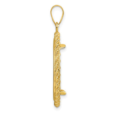Wideband Distinguished Coin Jewelry 14K Polished with Casted Rope Prong Coin Bezel Pendant, 35.8 x 27.3mm