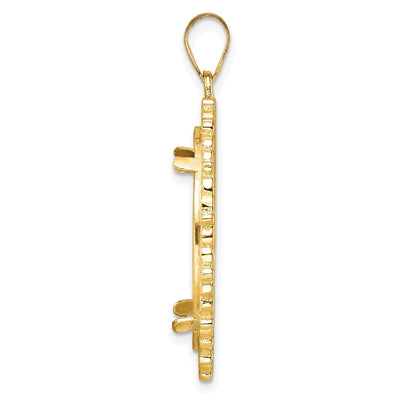 Wideband Distinguished Coin Jewelry 14K Polished Fancy Prong Coin Bezel Pendant, 37.4 x 29.4mm