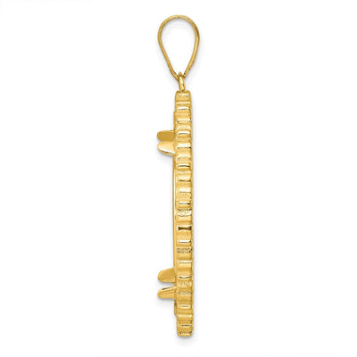 Wideband Distinguished Coin Jewelry 14K Polished Fancy Prong Coin Bezel Pendant, 44 x 34.15mm