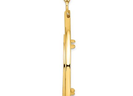 Wideband Distinguished Coin Jewelry 14k Polished and Diamond-cut Lightweight Teardrop Prong Coin Bezel Pendant, 60.6 x 3
