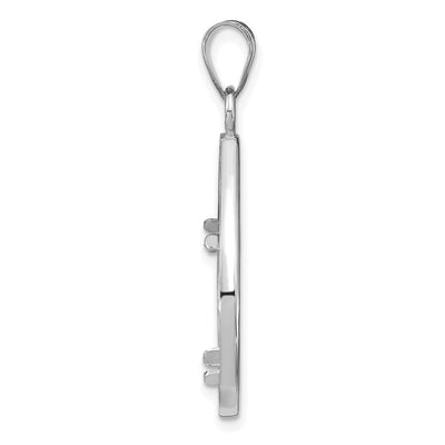 Wideband Distinguished Coin Jewelry 14K White Gold Polished and Diamond-cut Teardrop Prong Coin Bezel Pendant, 33.75 x 19.6mm