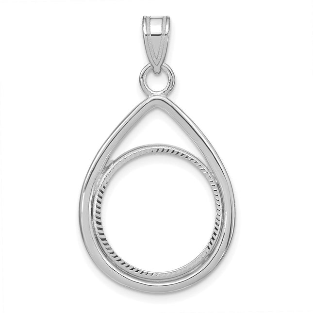 14K white gold teardrop pendant