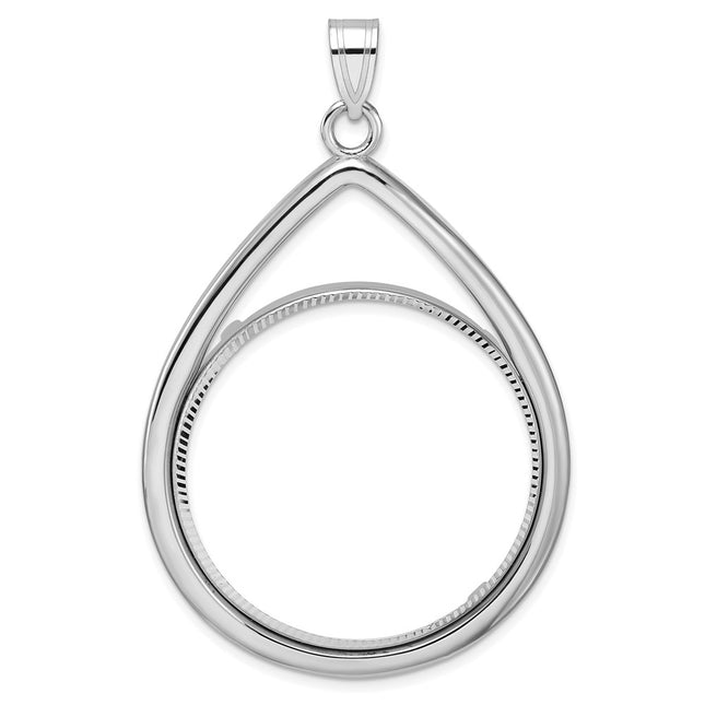 14K white gold teardrop pendant