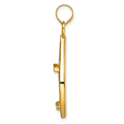 Wideband Distinguished Coin Jewelry 14K Polished Lightweight Teardrop Prong Coin Bezel Pendant, 36 x 22mm