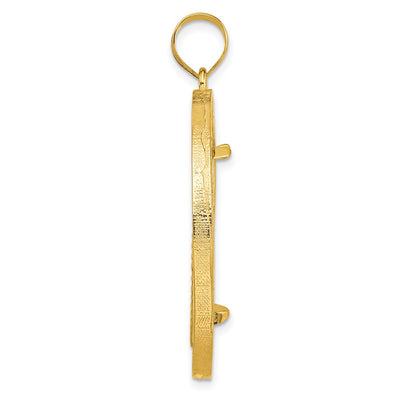 Wideband Distinguished Coin Jewelry 14K Polished and Diamond-cut Fancy Wire Prong Coin Bezel Pendant, 45.85 x 35.5mm