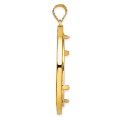 Wideband Distinguished Coin Jewelry 14K Polished Fancy Wire Prong Coin Bezel Pendant, 50.9 x 41.2mm