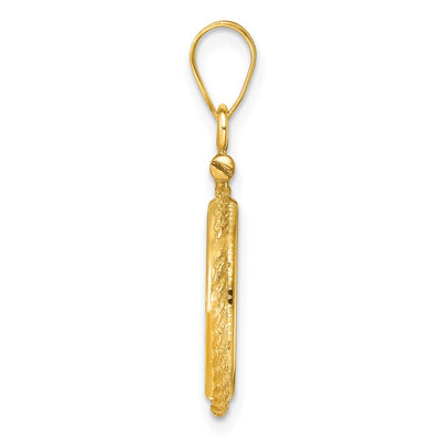 Wideband Distinguished Coin Jewelry 14K Polished Casted Rope x Screw Top Coin Bezel Pendant, 28.5 x 17mm