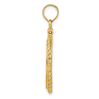 Wideband Distinguished Coin Jewelry 14K Polished Casted Rope x Screw Top Coin Bezel Pendant, 31.2 x 20.45mm