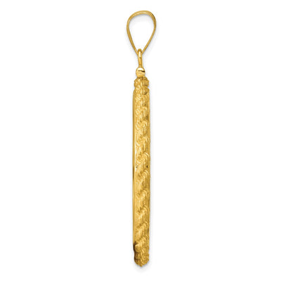Wideband Distinguished Coin Jewelry 14K Polished Casted Rope x Screw Top Coin Bezel Pendant, 49.8 x 38.8mm