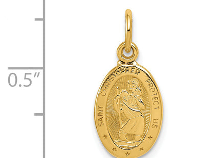 14k Saint Christopher Medal Charm, 21 x 9.75mm