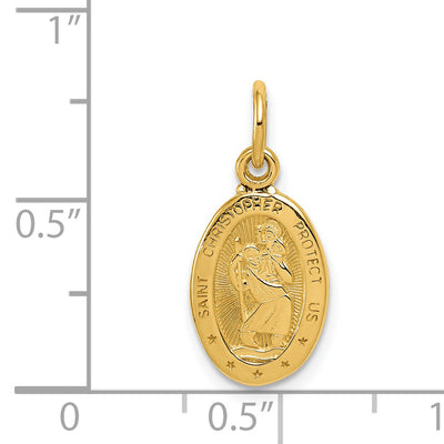14K Saint Christopher Medal Charm, 21 x 9.75mm