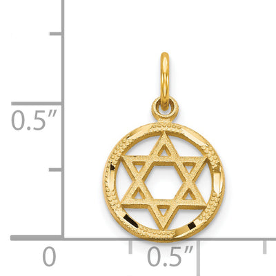 14K Solid Polished Star of David Charm, 19 x 12mm