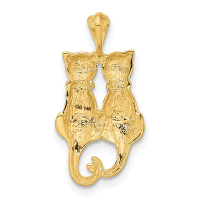 14K Satin and Polished Cats Pendant