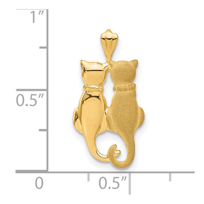 14K Satin and Polished Cats Pendant