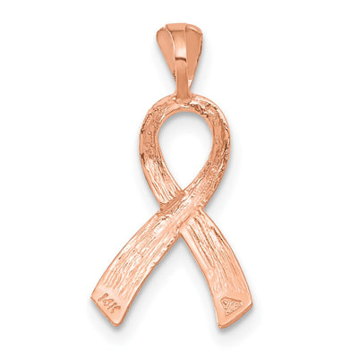 14K Rose Gold Diamond-cut Awareness Pendant