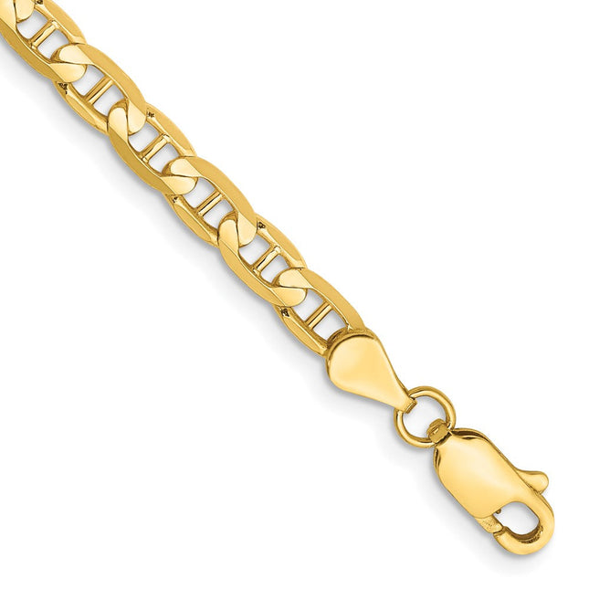 14K Concave Anchor with Lobster Clasp Bracelet, 7 x 3.75mm