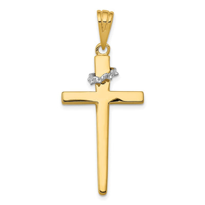 14K Two-Tone Cross w/Crown of Thorns Pendant