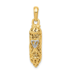 14K w/ White Rhodium Mezuzah W/Shin Charm (Style CG38)