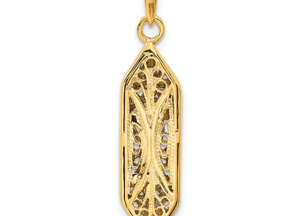 14K w/ White Rhodium Mezuzah W/Shin Charm, 38 x 9mm