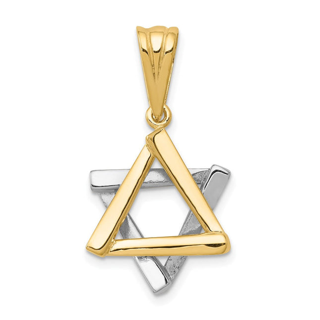 14k Two-tone Star of David Pendant, 28 x 16mm