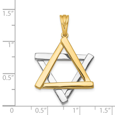 14K Two-tone Star of David Pendant, 39 x 24mm
