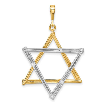 14K Two-tone Star of David Pendant, 41 x 29mm