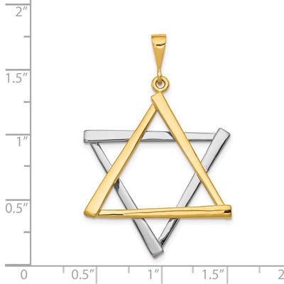 14K Two-tone Star of David Pendant, 41 x 29mm