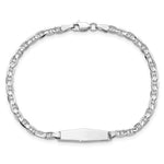 14K White Gold Polished Solid Chain/Solid Plate Anchor Link Soft Diamond Shape 19.5x5.5mm Plate ID Bracelet view