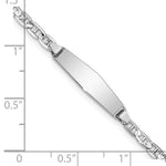 14K White Gold Polished Solid Chain/Solid Plate Anchor Link Soft Diamond Shape 19.5x5.5mm Plate ID Bracelet view