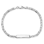 14K White Gold Polished Solid Chain/Solid Plate Anchor Link Plate ID Bracelet view