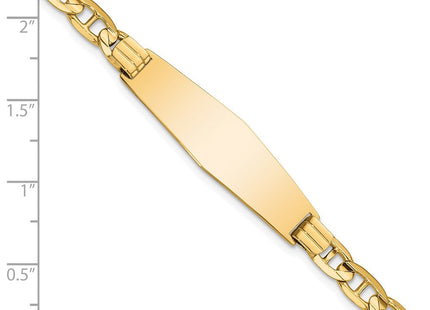 14k Polished Solid Chain/Solid Plate Anchor Link Soft Diamond Shape 33x9. Plate ID Bracelet (Style CGL140IDC-7)