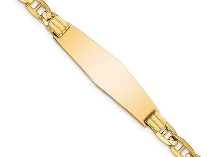 14k Polished Solid Chain/Solid Plate Anchor Link Soft Diamond Shape 33x9. Plate ID Bracelet (Style CGL140IDC-7)