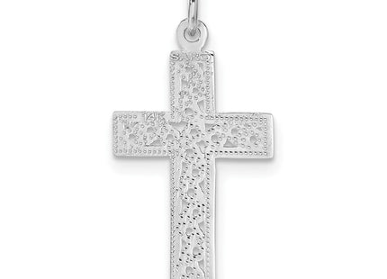 14K white gold cross charm, another view