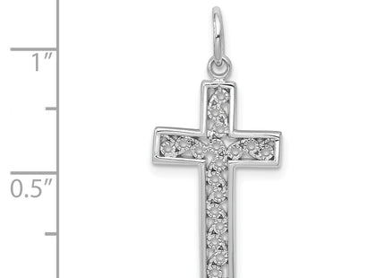 14k White Gold Cross Charm, 30 x 13mm