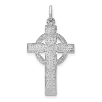 14K White Gold Celtic Cross Charm, 29 x 16mm