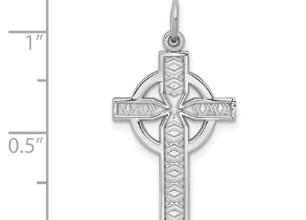 14k White Gold Celtic Cross Charm, 29 x 16mm