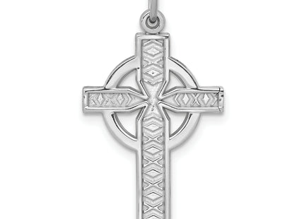 14k White Gold Celtic Cross Charm, 29 x 16mm