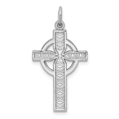 14K White Gold Celtic Cross Charm, 29 x 16mm