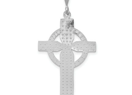 14k White Gold Celtic Cross Charm, 44 x 21mm