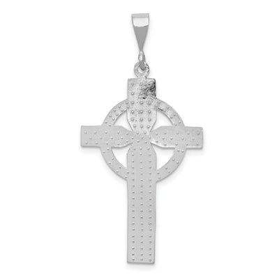 14K White Gold Celtic Cross Charm, 44 x 21mm