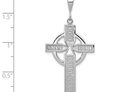 14k White Gold Celtic Cross Charm, 44 x 21mm