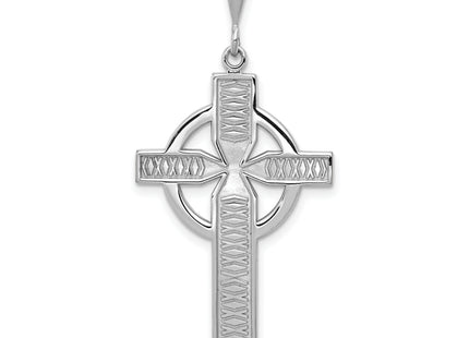 14k White Gold Celtic Cross Charm, 44 x 21mm