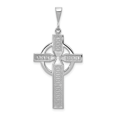 14K White Gold Celtic Cross Charm, 44 x 21mm